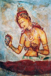 De maagden van Sigiriya, fresco, Sigiriya archeologische site (Unesco Werelderfgoedlijst)