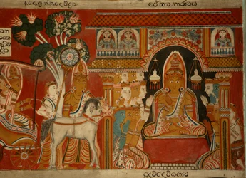 Muurschildering in het Beeldhuis van de Subdharama-tempel, Dehiwala