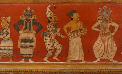 Muurschildering in het Beeldhuis van de Subdharama-tempel, Dehiwala
