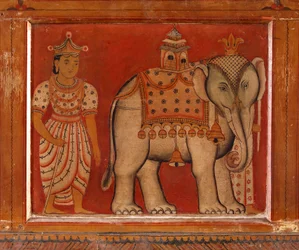 Muurschildering van een olifant in de Subdharama-tempel, Dehiwala