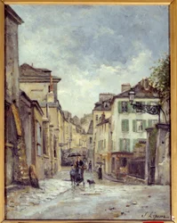 Een straat in het oude Montmartre in Parijs