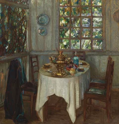 Interieur met samovar, 1914