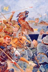 De aanval van de 9e Lancers tijdens de terugtocht van Mons