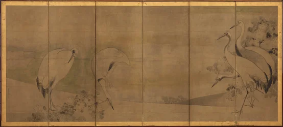 Kraanvogels en chrysanten, Momoyama of Edo periode