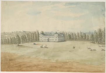 Sandwell Park - Hal: aquarel schilderij, nd [1762-1798]