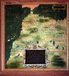 Noord-Afrika (Marokko) en Straat van Gibraltar Kaart gemaakt door Stefano Bonsignori (?-1589) Italiaanse kosmograaf en schilder. Rond 1581. Florence, Palazzo Vecchio, Sala del Mappamondo