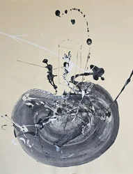 Abstracte werveling met spatten