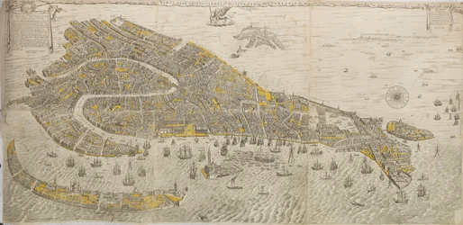 Vero e real disegno della inclita cita di Venetia. Panorama van Venetië, 1676