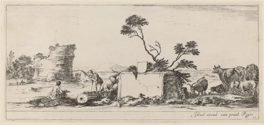 Campagna Scene met kunstenaar die schetst, in of voor 1647
