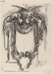 Cartouche opgehangen aan lijken, 1647