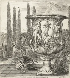 De jonge Cosimo III de Medici tekent de Medici-vaas