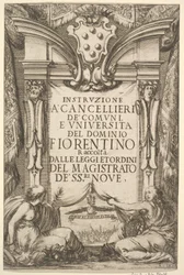 Frontispice voor Instructies voor Kanseliers Instruzione a Cancellieri: Medici wapen..., 1635