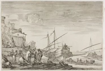 Uitzichten op de haven van Livorno: Huizen met uitzicht op een haven