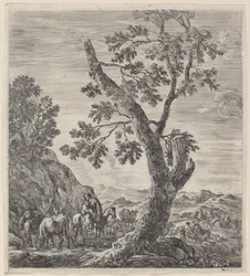Boerin te paard met een kind in haar armen, 1656