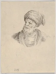 Plaat 12: buste van een oude Turkse man met een tulband, kijkend naar links, uit Diverse ..., 1650