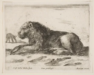 Plaat 5: liggende leeuw, uit Diverse dieren Diversi animali, 1641