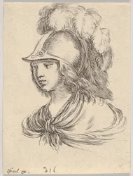 Buste van Minerva, met een helm met veren, kijkend naar links, 1650