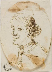Portret Buste van Man Draagt Cravat (recto); Schets van Zadel (verso)