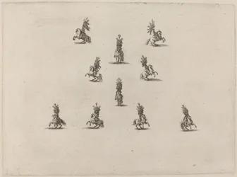 Tien ruiters met grote gevederde helmen, 1652