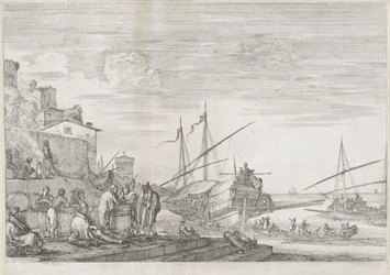 Twee galeischepen in de haven van Livorno