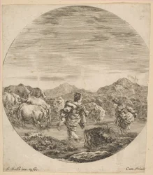 Twee vrouwen die een stroom oversteken, ca. 1646