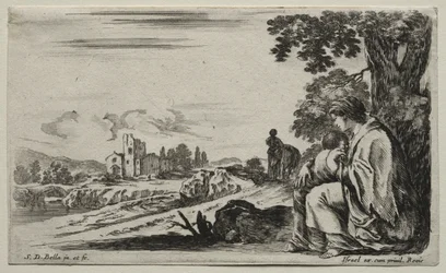 Verschillende Figuren en Landschappen: Een Arme Verpleegster Zittend onder een Boom