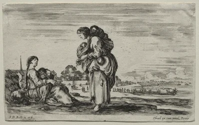 Diverse figuren en landschappen: twee moeders die samen praten