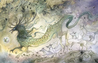 De drakengeest van het mystieke bos