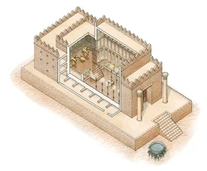 Tempel van Salomo, Jeruzalem, ca. -900--587 (inkt en waterverf)