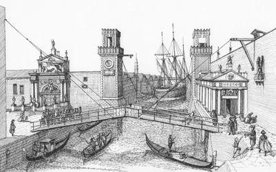 De ingang van de Arsenale, Venetië