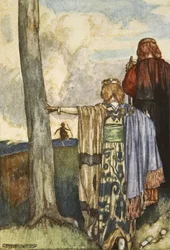 Koningin Maeve ontmoet Cuchulain, illustratie uit 