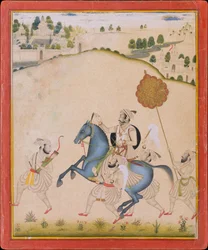 Maharana Amar Singh II Rijdend op een Jodhpur Paard