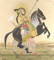 Maharana Sangram Singh die een Prijs Hengst Berijdt, ca. 1712