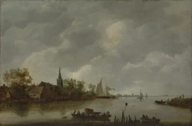Riviergezicht met een Dorpskerk