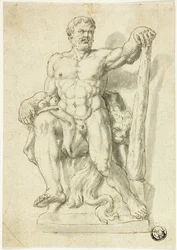 Beeld van zittende Hercules