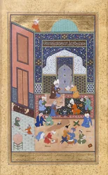 Laila en Majnun op School, Folio 129 uit een Khamsa Kwintet van Nizami