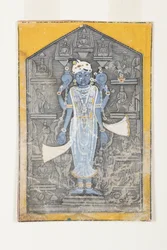 Een afbeelding van Vishnu omringd door bas-reliëfs van zijn avatars, ca. 1780