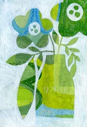 Abstracte groene bloemenvaas