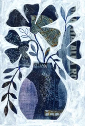 Blauwe bloemencollage
