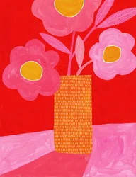 Opvallende roze bloemenvaas