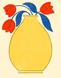 Levendige tulpen in een gele vaas