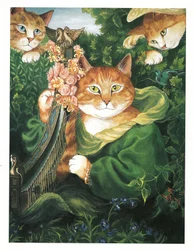 Illustratie uit Pre-Raphaelite Cats (pub. 1999)