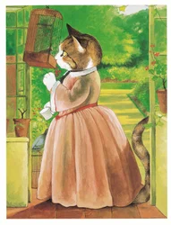 Illustratie uit Pre-Raphaelite Cats (pub. 1999)