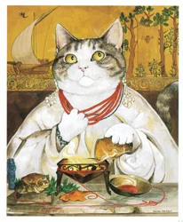 Illustratie uit Pre-Raphaelite Cats (pub. 1999)