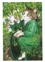 Illustratie uit Pre-Raphaelite Cats (pub. 1999)