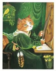 Illustratie uit Pre-Raphaelite Cats (pub. 1999)