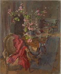 Rode jas met geranium