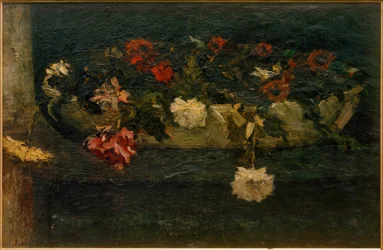 Stilleven met bloemen in schaal