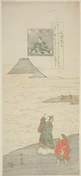 Gedicht van Otomo no Kuronushi, uit de serie "Zes beroemde dichters (Rokkasen)"