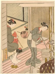 Terugkerende Zeilen van het Handdoekenrek (Tenugui-kake no kihan), uit de serie 